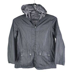 Womens Black & Gray Free Country Reversible Hooded Jacket Coat Full Zip Size M